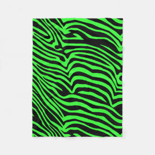 Green neon color zebra pattern fleece blanket