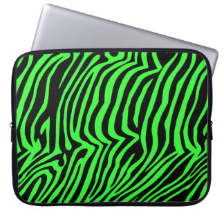 Green neon color zebra pattern laptop sleeve