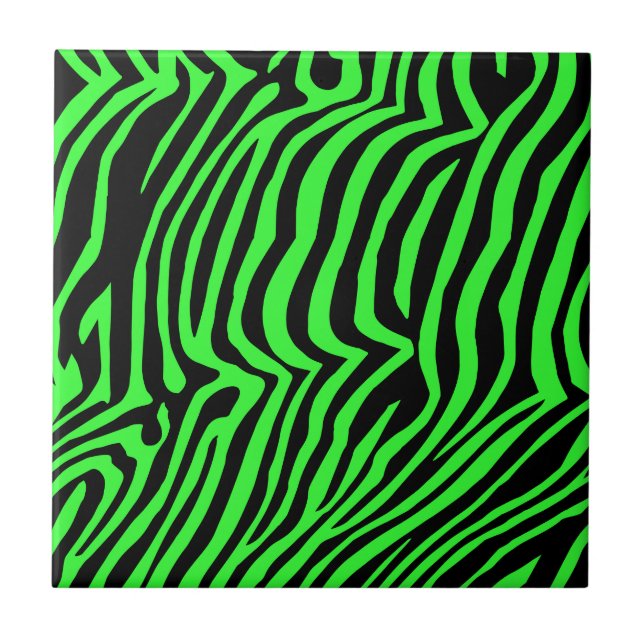 Green neon color zebra pattern tile (Front)