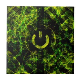 Green Neon Fire Ceramic Tile