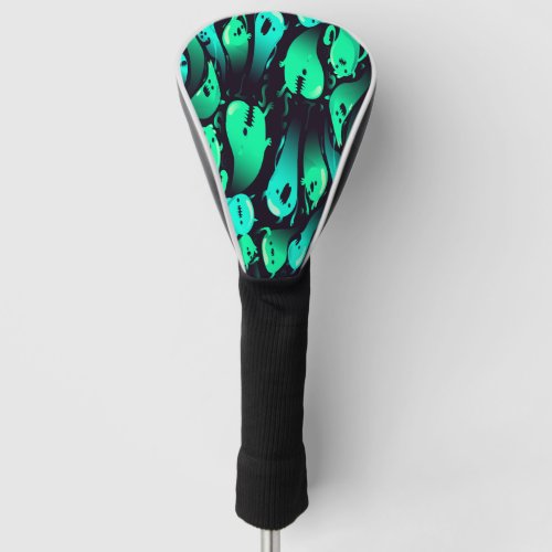 Green Neon Ghost Pattern Golf Head Cover