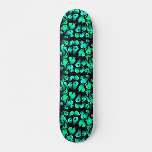 Green Neon Ghost Pattern Skateboard