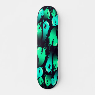 Green Neon Ghost Pattern Skateboard