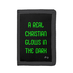 Green Neon Glow in the Dark Typography Trifold Wallet