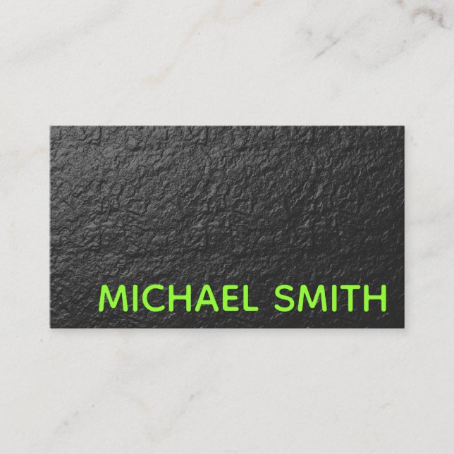 Green Neon Gray Chalk Wall Texture Business Card (Front)