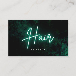 Green Neon Hair Salon Business Card