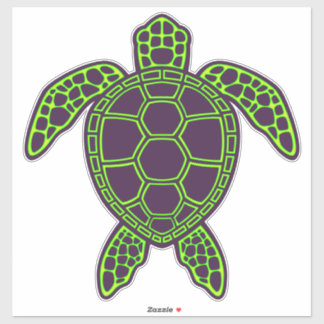 Green Neon Lava Sea Turtle Design Sticker