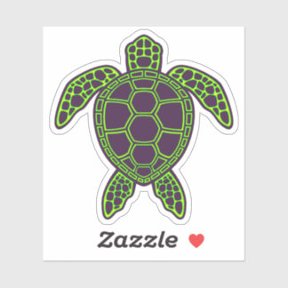 Green Neon Lava Sea Turtle Design Sticker