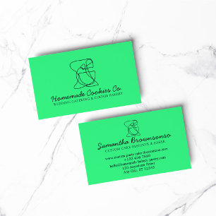 Green Neon Line Homemade Food Bakery Cooking Business Card