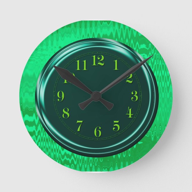 Green Neon Metallic Abstract Clock (Front)