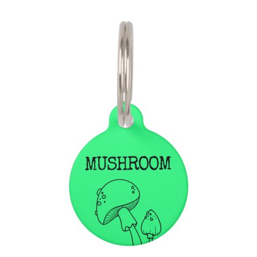 Green Neon Mushroom Pet ID Tag
