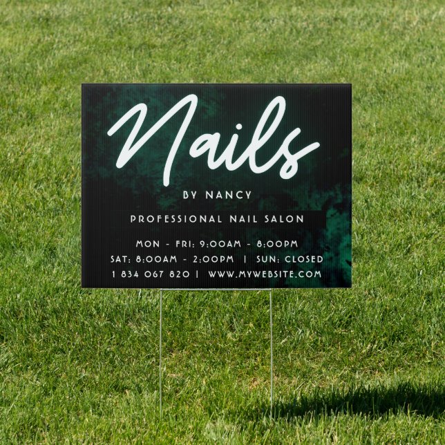 Green Neon Nail Salon Nail Tech Sign  (Insitu)