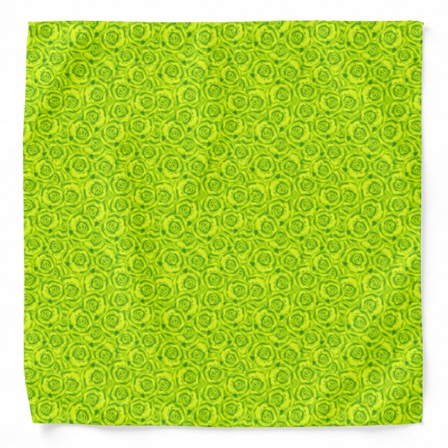 Green neon  , neon, green, roses, flowers, flower bandana (Front)