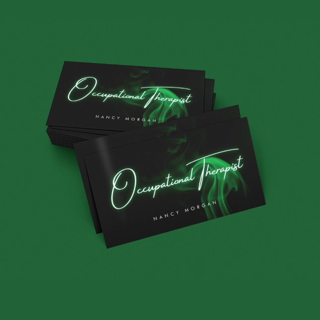 Green Neon Occupational Therapist  Business Card (Creator Uploaded)