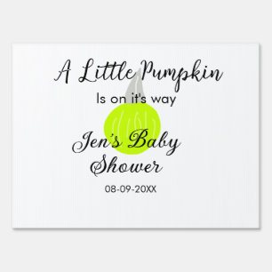 Green neon pumpkin little pumpkin is on it's way sign