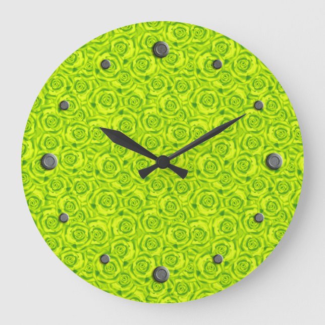 Green neon , rose , green , bright , modern , eleg large clock (Front)