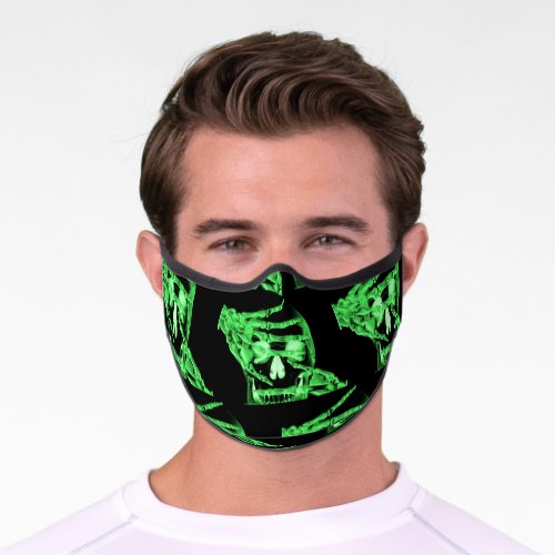 Green neon skull face Premium Face Mask
