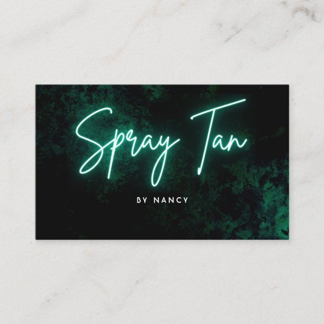Green Neon Spray Tan Business Card (Front)