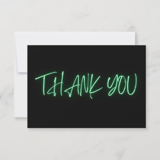 Green Neon Thank You Trendy Card (Front)