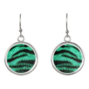 Green neon tiger stripes earrings