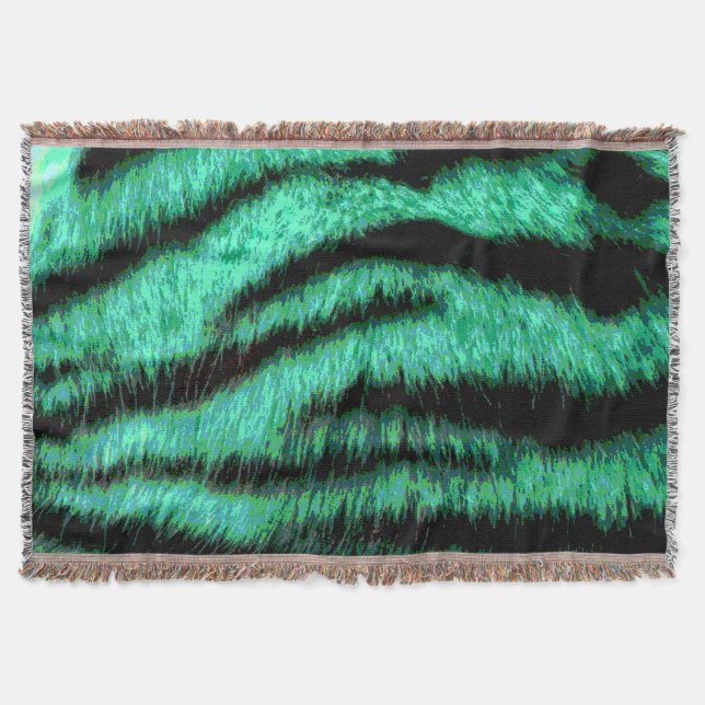 Green neon tiger stripes throw blanket (Front)