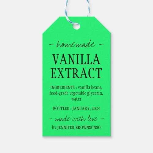 Green Neon Vanilla Extract Gift Tags