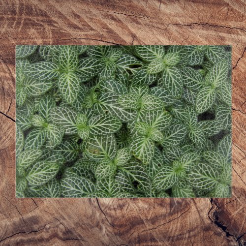 Green Nerve Plant Leaves Floral Cutting Board