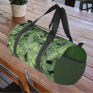 Green Nerve Plant Leaves Floral Duffle Bag