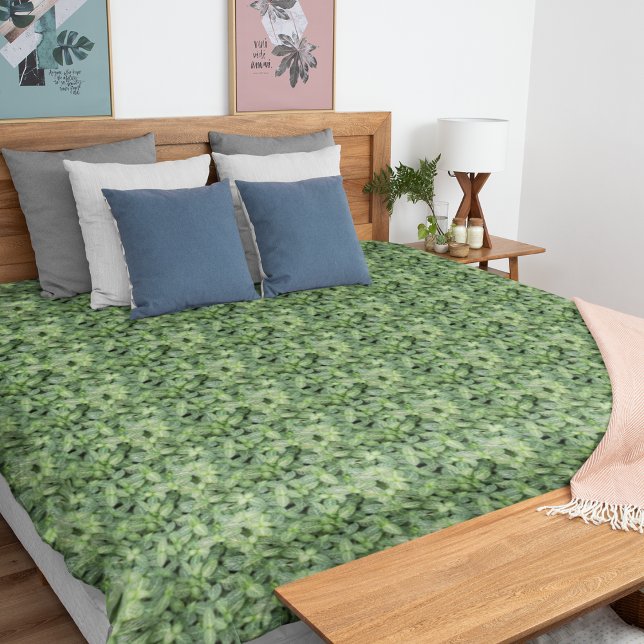 Green Nerve Plant Leaves Floral Pattern Duvet Cover (In Situ)