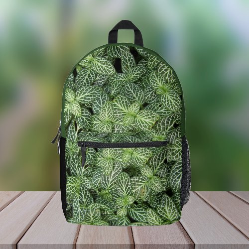 Green Nerve Plant Leaves Floral Printed Backpack