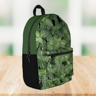 Green Nerve Plant Leaves Floral Printed Backpack