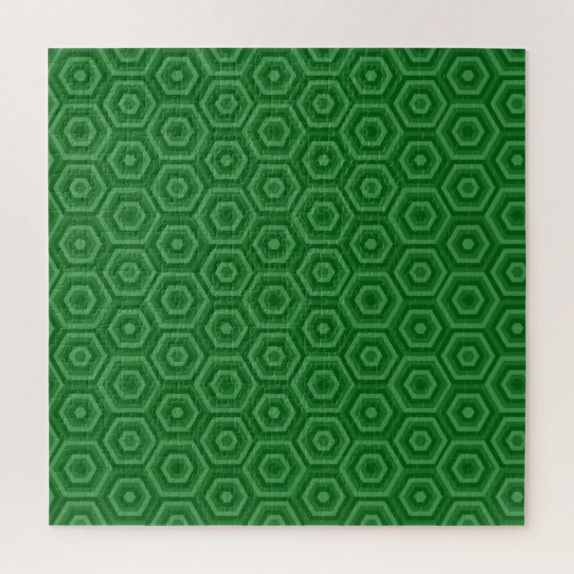 Green Nested Hexagons Jigsaw Puzzle (Vertical)