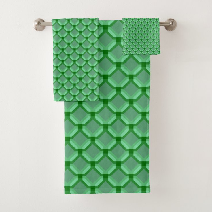 Green Net, Mesh, or Chainmail Like Pattern Bath Towel Set Zazzle