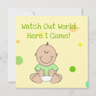 Green Neutral Bald Baby Baby Shower Invitation