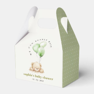 Green Neutral Bearly Wait Balloon Baby Shower Favor Boxes