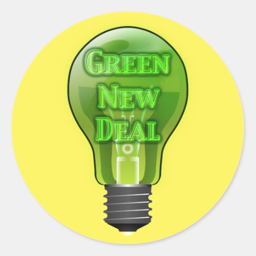 Green New Deal Light Bulb Classic Round Sticker