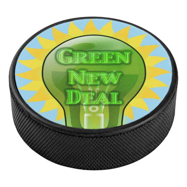 Green New Deal Light Bulb Hockey Puck (3/4)