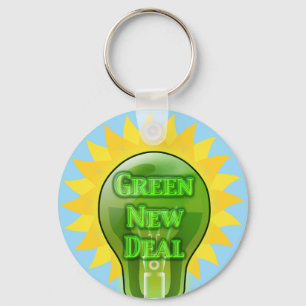 Green New Deal Light Bulb Keychain
