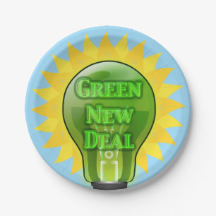 Green New Deal Light Bulb Paper Plates