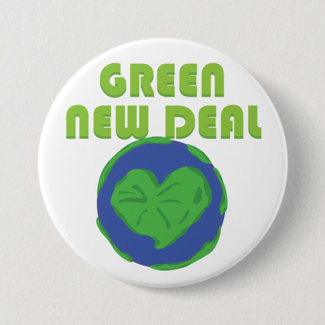 Green New Deal Love Earth Heart Button (Front)