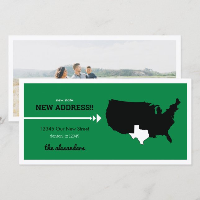 Green New State, New Address! Texas Moving (Front/Back)