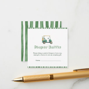 Green New to the Club Golf Cart Diaper Raffle Enclosure Card