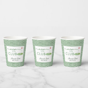 Green New to the Club Golf Theme Baby Shower Paper Cups