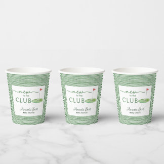 Green New to the Club Golf Theme Baby Shower Paper Cups