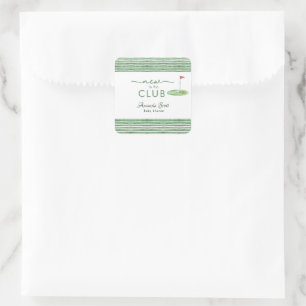 Green New to the Club Golf Theme Baby Shower Square Sticker