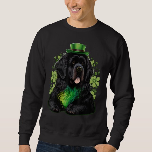 Green Newfie Dog shamrock St Patricks Day Newfound Sweatshirt (Front)