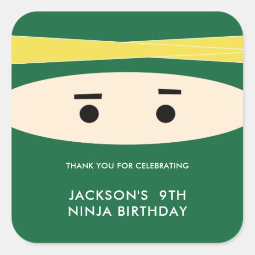 Green Ninja Party Labels