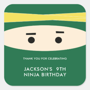 Green Ninja Party Labels