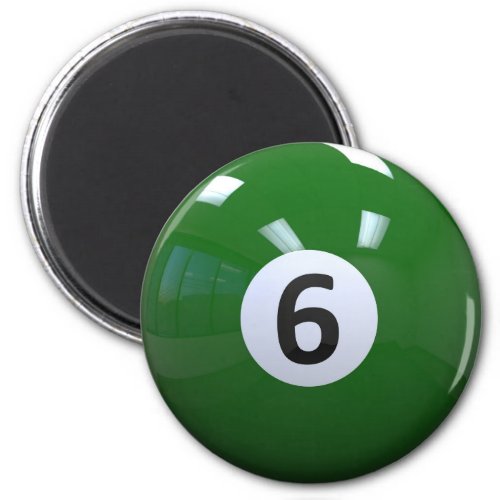 Green No 6 Billiard Pool Ball Magnet