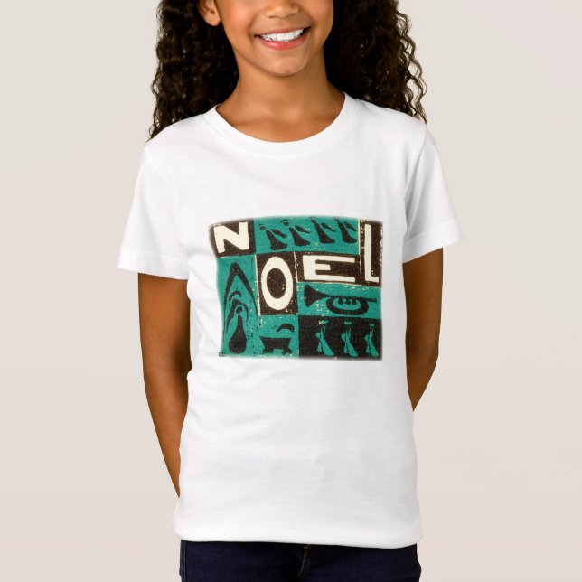 Green Noel Vintage Block Print T-Shirt (Front)